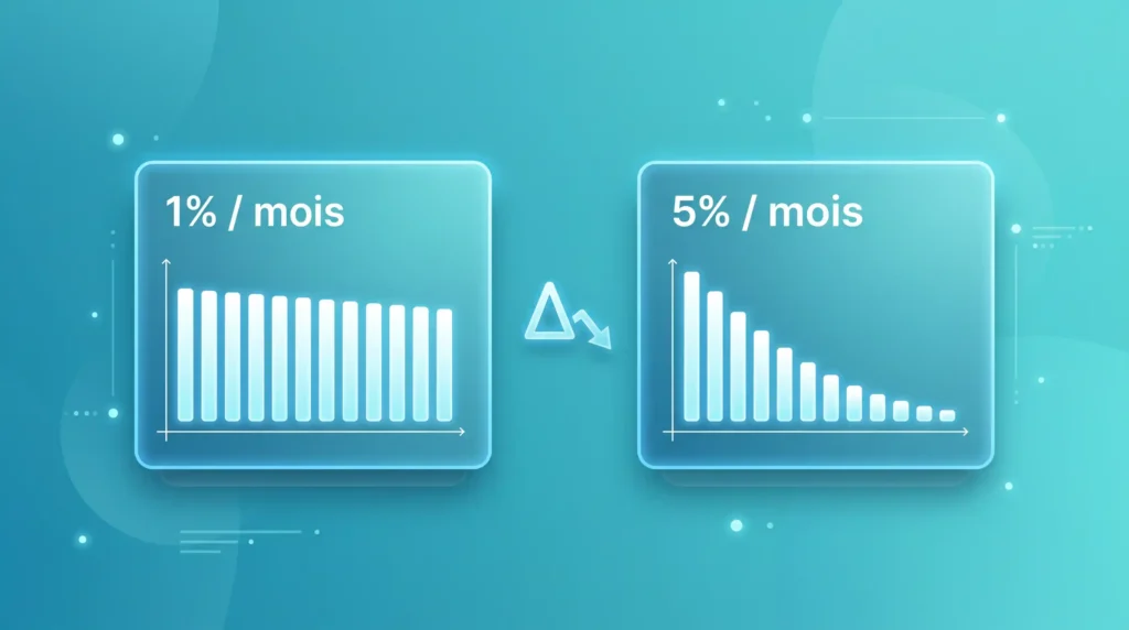 Comparison of Monthly vs. Annual SaaS Churn: Impact of 1% vs. 5% Churn Over 12 Months